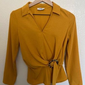 Top shop mustard color blouse. Size S.